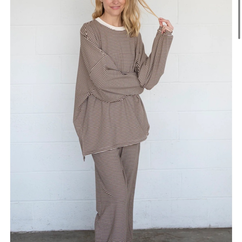 Things Between Dark Brown/Cream Striped Matching Set